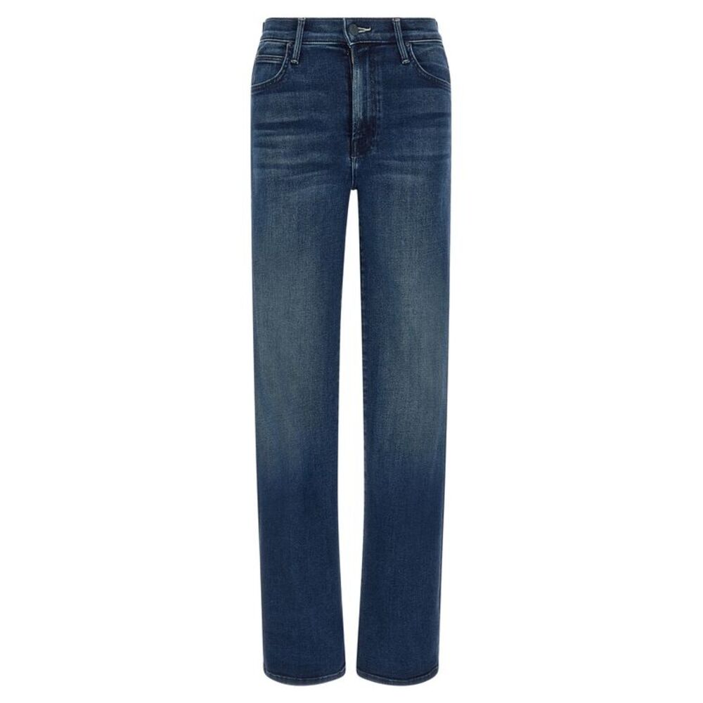 Mother Denim Blue Cotton Straight-Leg Women's Jeans